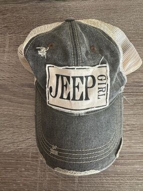 Distressed Jeep Girl Hat Women's Adjustable Strapback